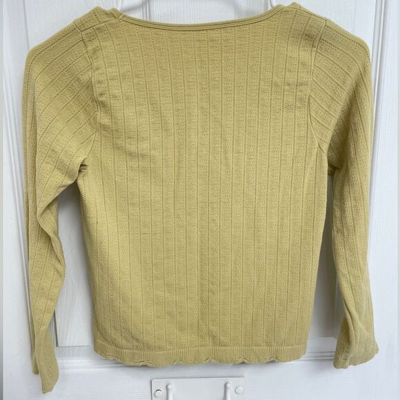 Anthropologie Light Green Yellow Scoop Neck Cropped Length Long Sleeve Size S - Picture 2 of 4